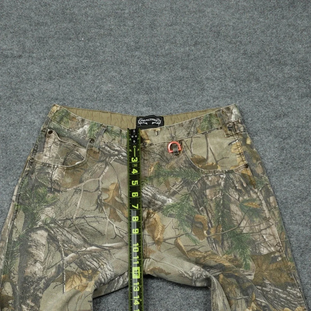 Realtree Pants Mens 36x32 Green Xtra Camo Straight Leg Cotton Button Fly D-Ring